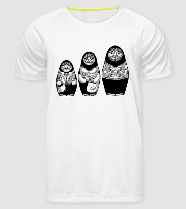 Păpuși Mamushka model alb pe tricou
