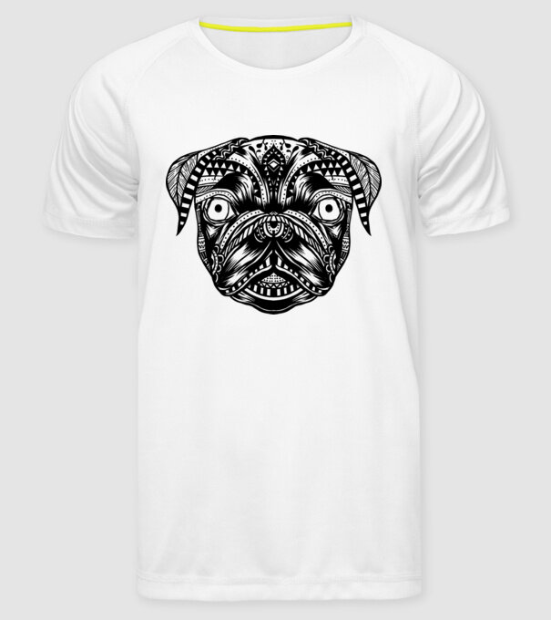 Mandala Cap Mops model alb pe tricou
