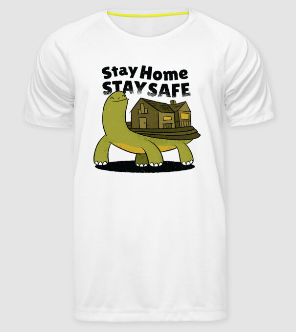 Stai acasă, stai în siguranță Țestoasă model alb pe tricou