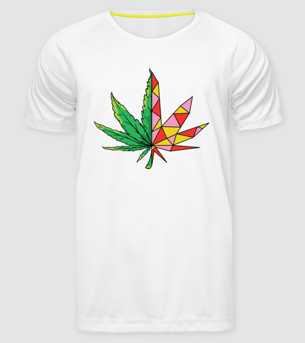 Frunză de marijuana model alb pe tricou
