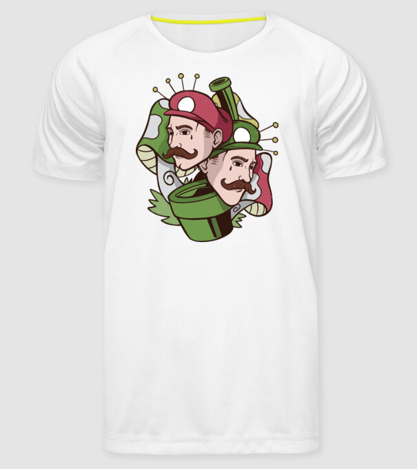 Mario și Luigi model alb pe tricou