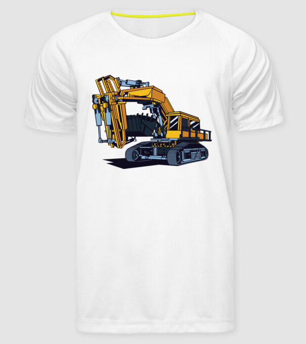 Excavator model alb pe tricou