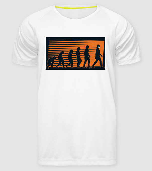 Evoluție Mască model alb pe tricou