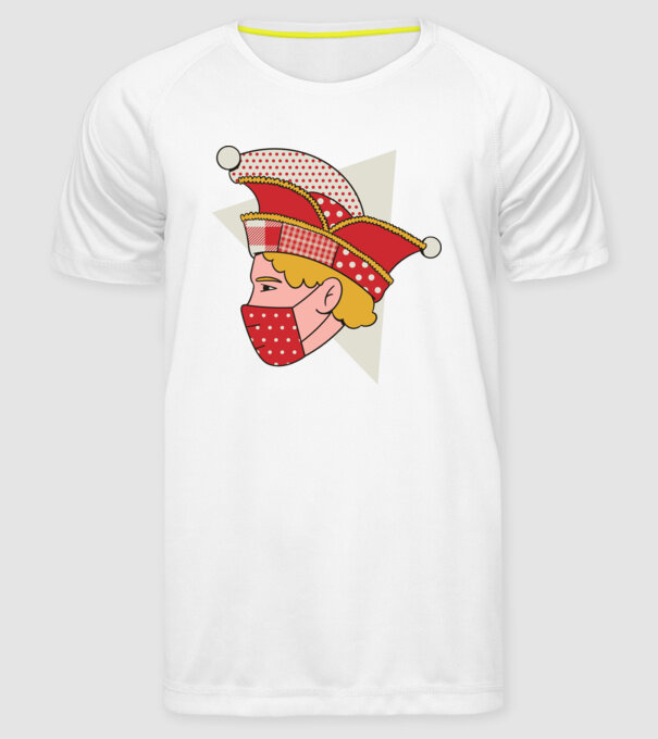 Covid joker model alb pe tricou