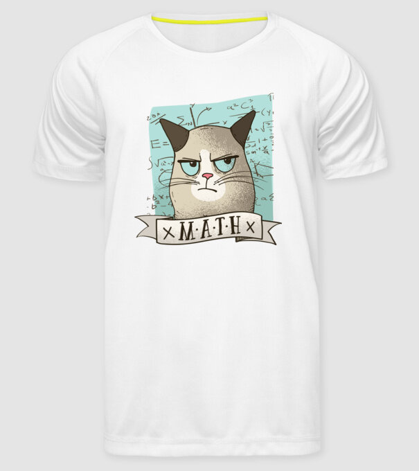Pisică Matematică model alb pe tricou