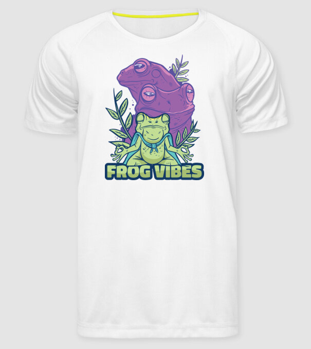 Broasca meditatoare model alb pe tricou