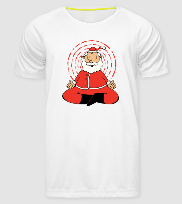 Moș Crăciun meditând model alb pe tricou