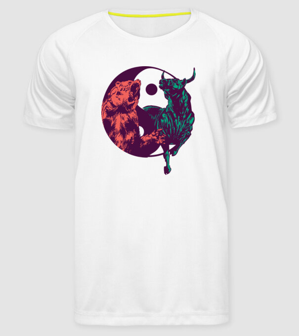 Medve Bika Yin Yang model alb pe tricou
