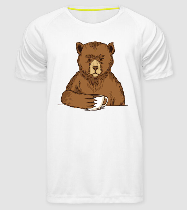 Urs cu cafea model alb pe tricou