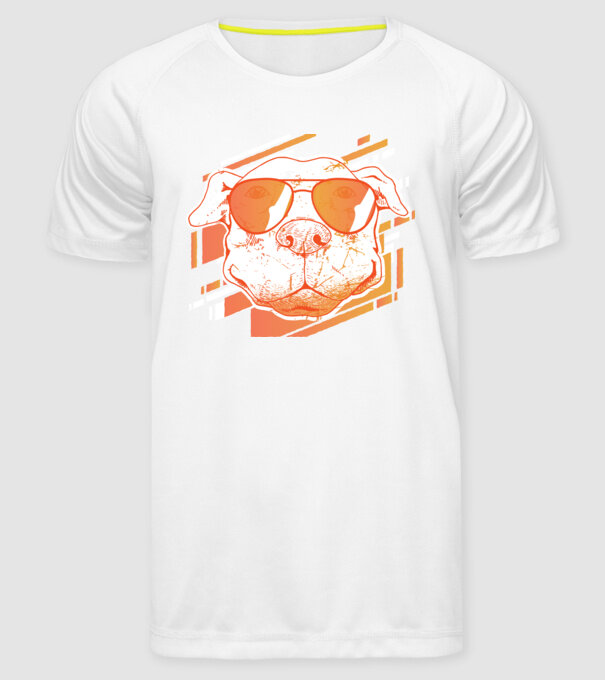 Pitbull Cool în ochelari de soare model alb pe tricou