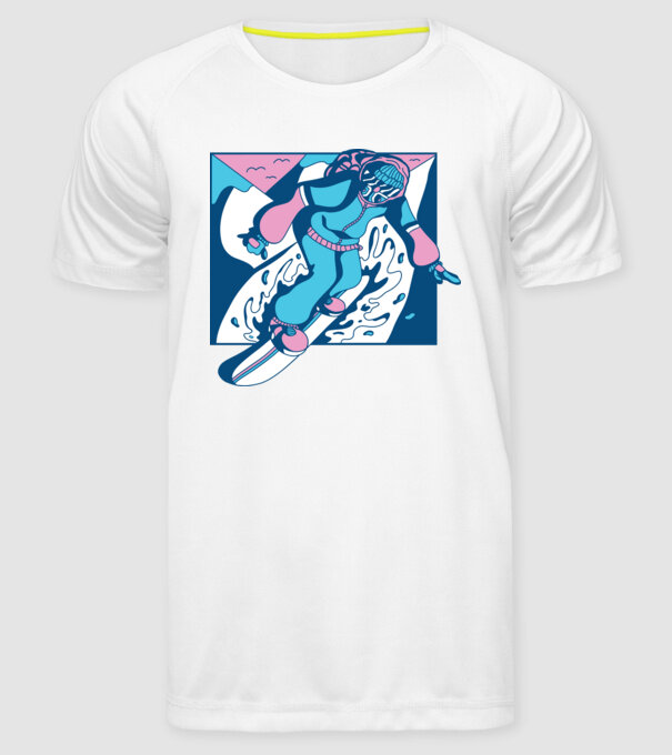 Snowboarder cool model alb pe tricou
