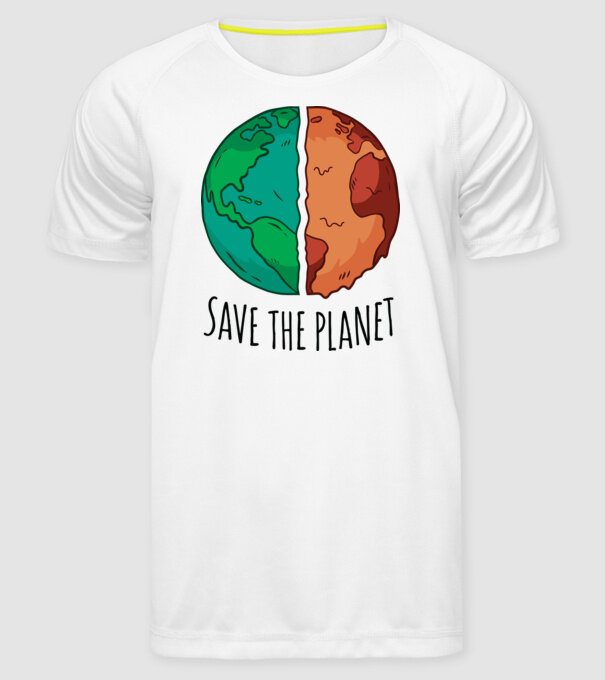 Salvați planeta model alb pe tricou
