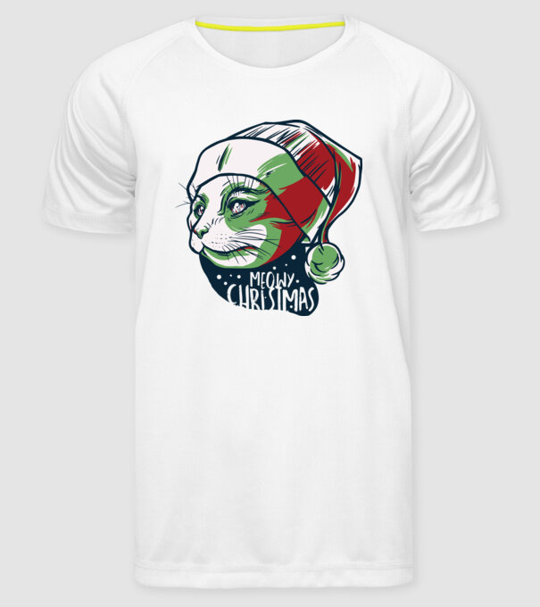 Meowy Christmas Pisică de Crăciun model alb pe tricou