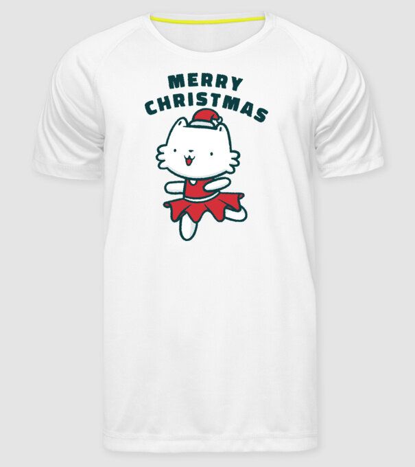 Pisică Merry Christmas model alb pe tricou