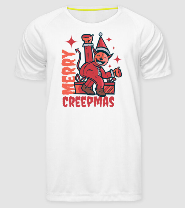 Merry Creepmas model alb pe tricou