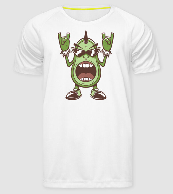 Avocado Metal model alb pe tricou