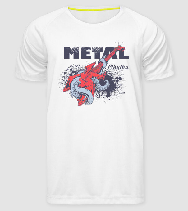 Metal Cthulhu model alb pe tricou