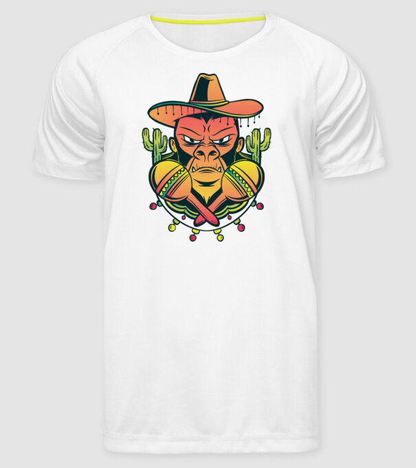 Gorila mexicană model alb pe tricou