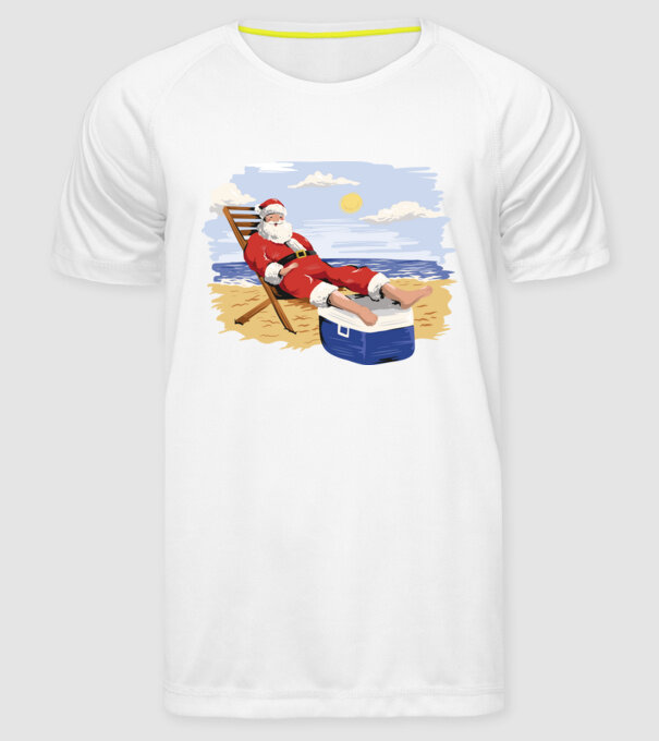 Moș Crăciun În vacanță model alb pe tricou