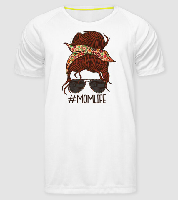 Momlife Hashtag model alb pe tricou