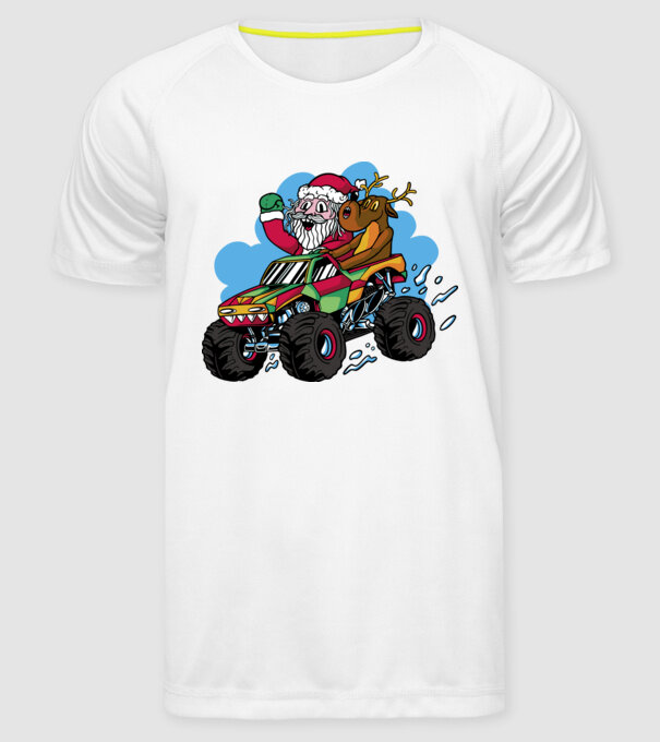 Monster Truck Moș Crăciun model alb pe tricou