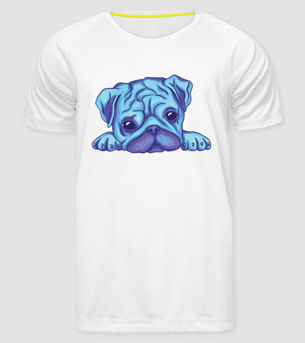 Cap de Mops acuarelă model alb pe tricou
