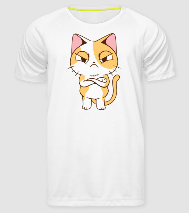 Pisică supărată model alb pe tricou