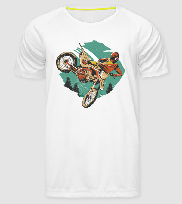 Motociclist motocros model alb pe tricou