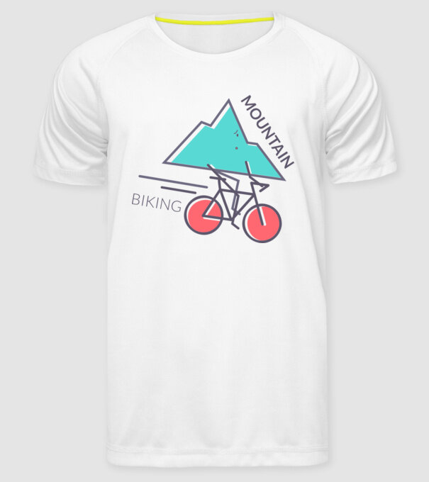 Mountain Biking model alb pe tricou