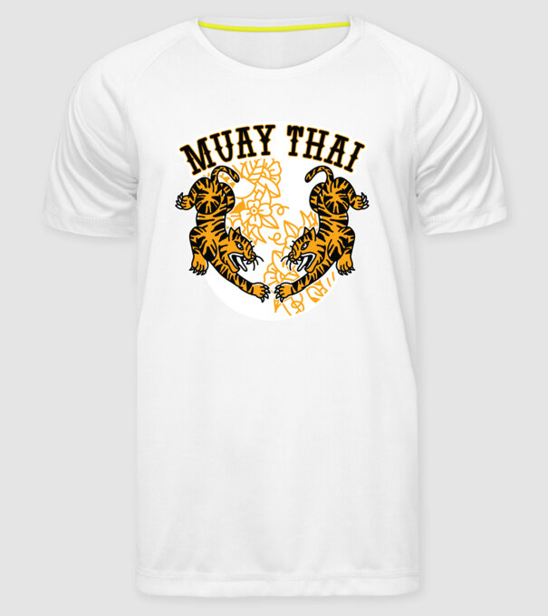 Tigri Muay Thai model alb pe tricou