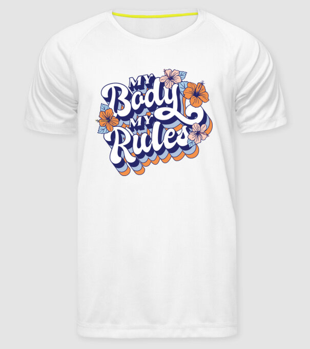 My Body My Rules model alb pe tricou