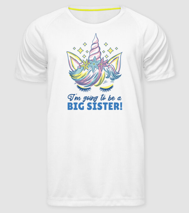 O să fiu un frate mai mare Unicorn model alb pe tricou
