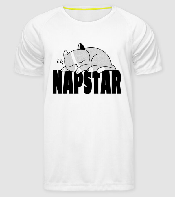 Pisică Napstar model alb pe tricou