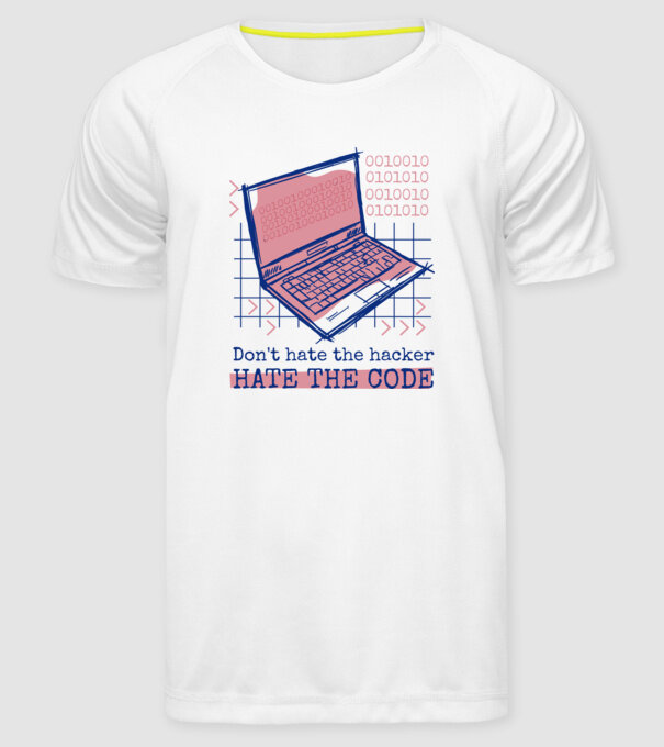 Nu urî hackerul, urăște codul model alb pe tricou