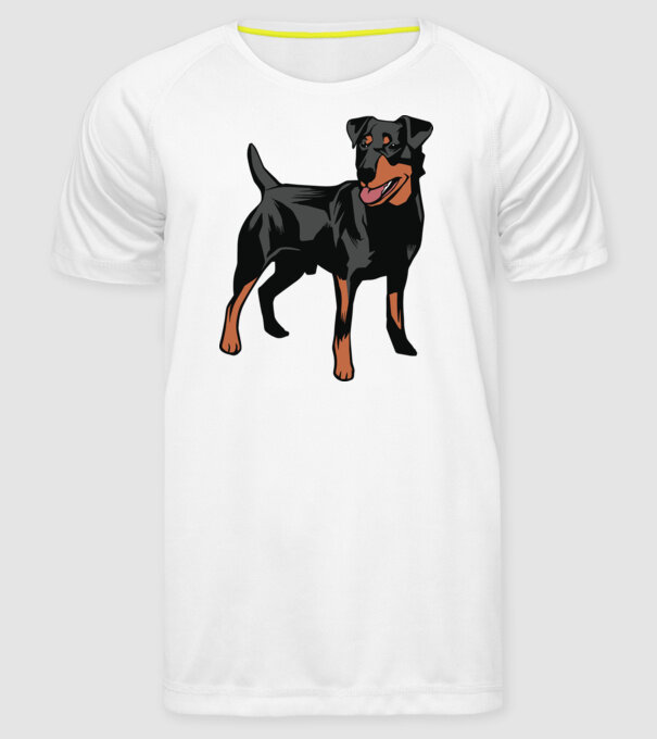 Câine de vânătoare german Terrier model alb pe tricou