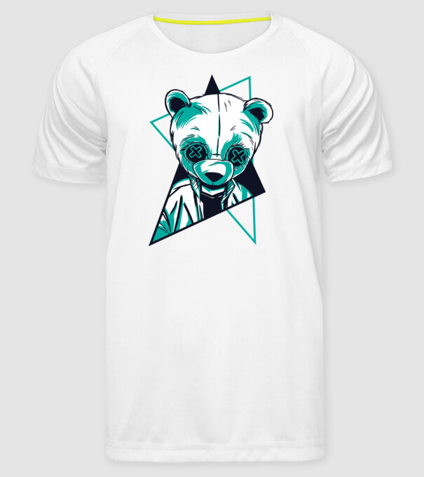 Panda Neon model alb pe tricou