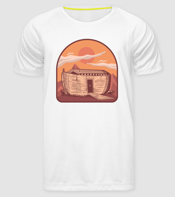 Arca lui Noe model alb pe tricou