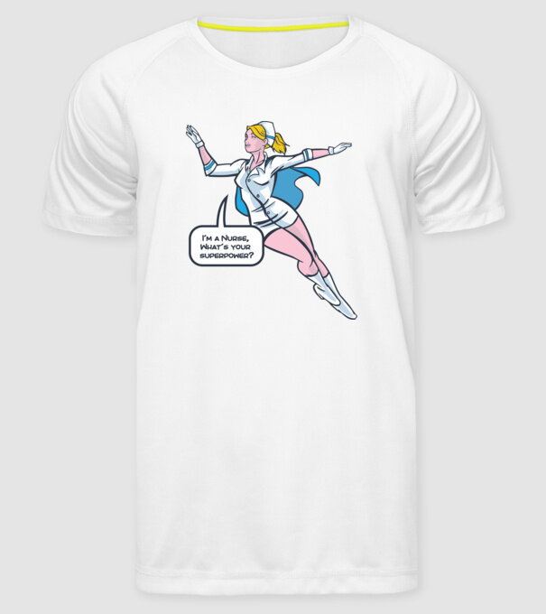Sunt asistentă medicală, care este superputerea ta? model alb pe tricou