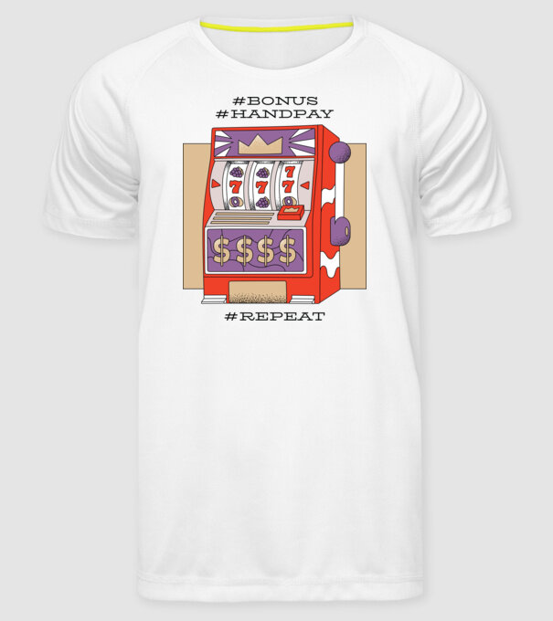 Slot machine model alb pe tricou