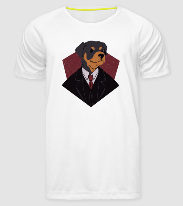 Câine în Costum model alb pe tricou