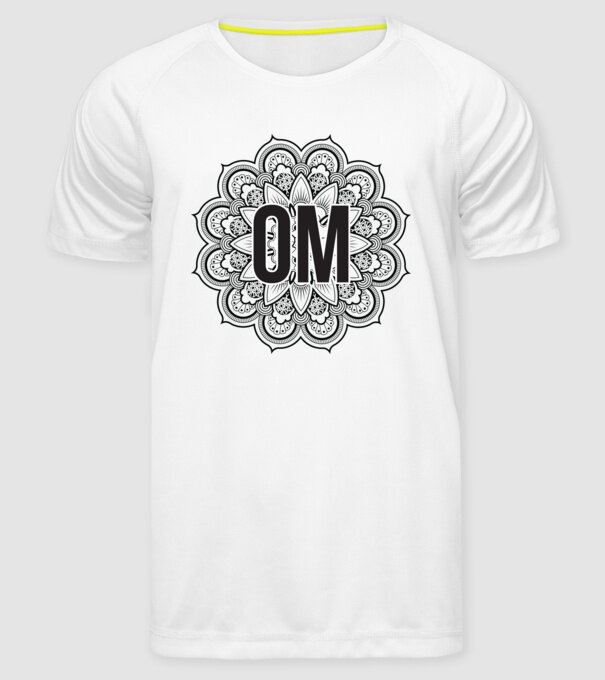 OM Mandala model alb pe tricou