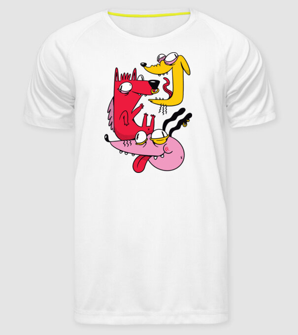 Câini nebuni model alb pe tricou