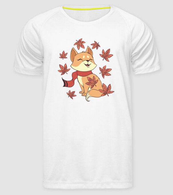 Pisică Toamna model alb pe tricou