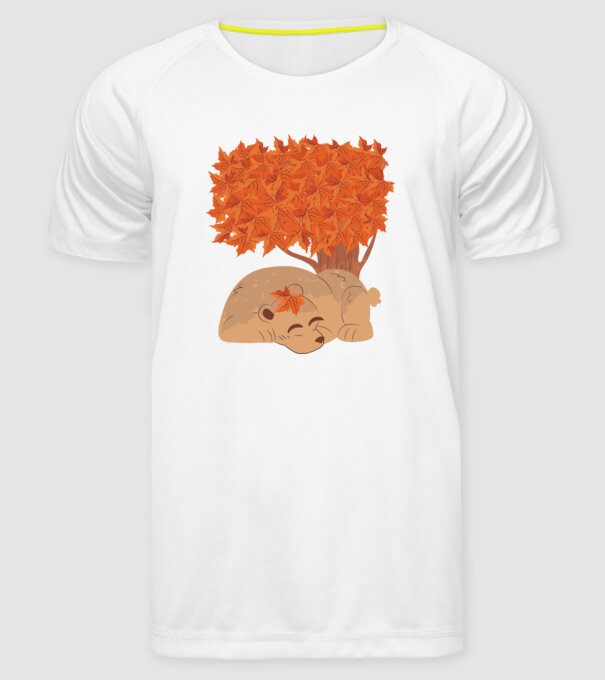 Urs de toamnă model alb pe tricou