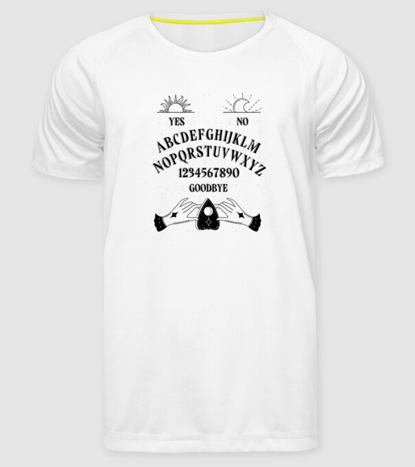 Motiv Ouija model alb pe tricou