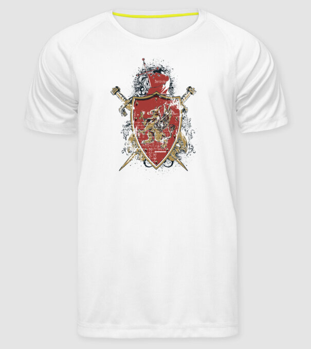 Scut model alb pe tricou