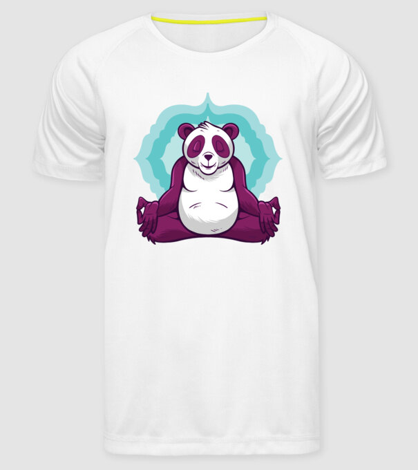 Panda Meditație model alb pe tricou