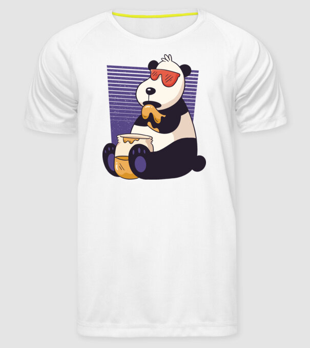 Panda cu miere model alb pe tricou