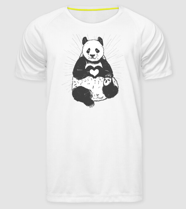 Inimă panda model alb pe tricou