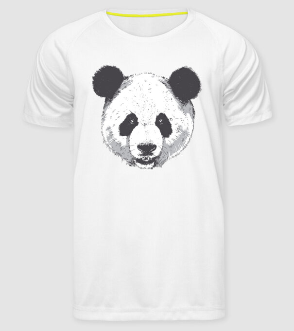 Cap de panda model alb pe tricou